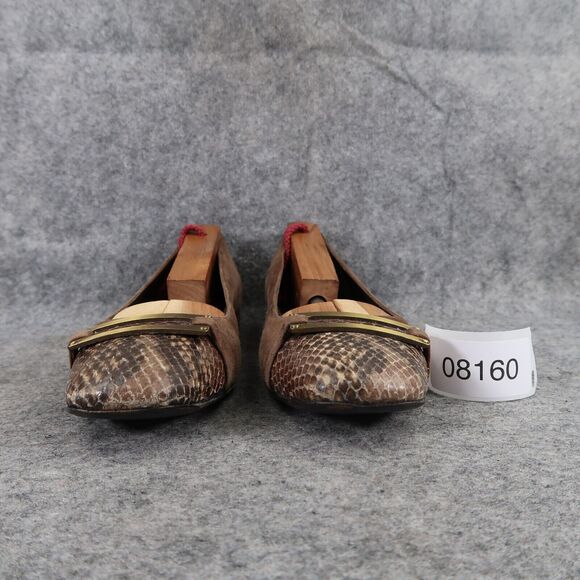 Stuart Weitzman Shoes Womens 6.5 Loafer Flats Slip On Cap Toe Suede Snake Career - Picture 3 of 16